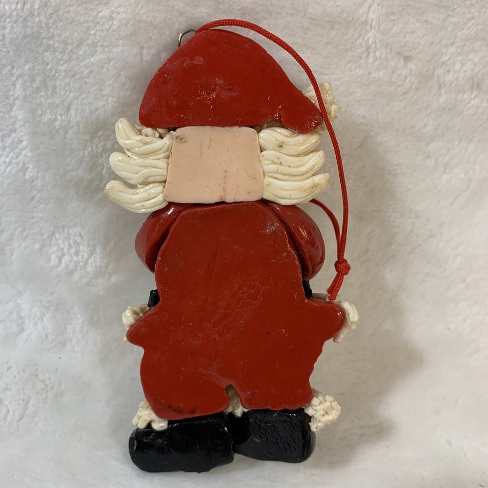 Vintage Glazed Dough Type Christmas Ornament Spaghetti Beard Golf Golfer Santa - Picture 9 of 12